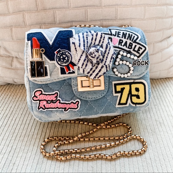 Blue pearl flower shoulder crossbody bag - Picture 2 of 8